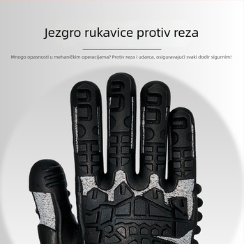 TPE rukavice za zaštitu od udara, razina 5 rezanja, otpora na probijanje i šok, gumom presvučene za mehaničke sudare, za naftnu i rudarsku industriju; Materijal: HPPE + TPE