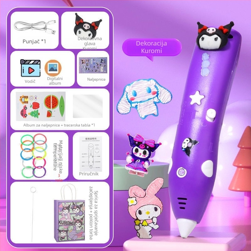 Dječja 3D pisaća olovka s niskom temperaturom i vrhom s četkom