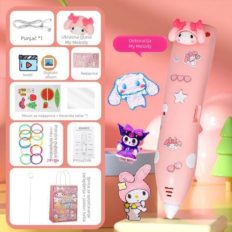 Dječja 3D pisaća olovka s niskom temperaturom i vrhom s četkom