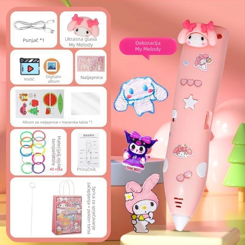 Dječja 3D pisaća olovka s niskom temperaturom i vrhom s četkom