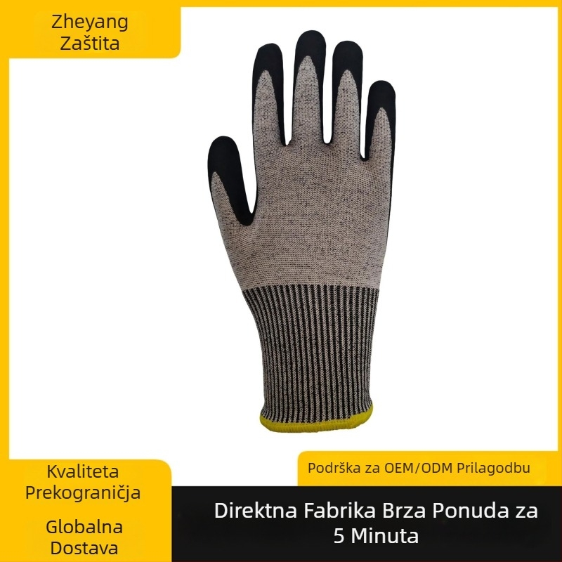 Rukavice otporne na rezanje razine 5, matni nitrilni premaz, visoko učinkovit poliester, mat završni sloj, za mehaničku obradu, staklo i rudarski sektor