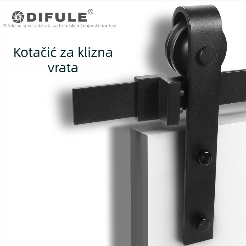 DIFULE Komplet hardvera za barn door DFL-GC001: šina za klizanje, kolutovi, dvostrani amortizer, nosivost 150 kg