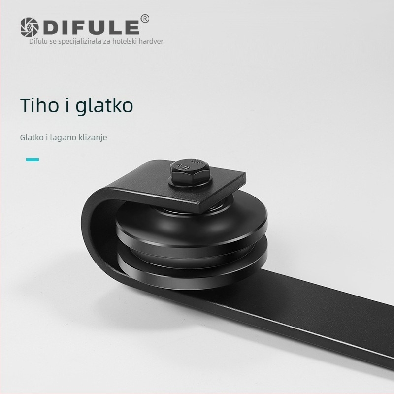 DIFULE Komplet hardvera za barn door DFL-GC001: šina za klizanje, kolutovi, dvostrani amortizer, nosivost 150 kg