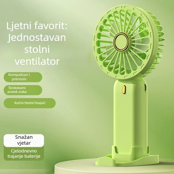 USB ručni ventilator, mini prijenosni za stolno korištenje i na otvorenom, s ugrađenom baterijom, prilagodljiv poklon