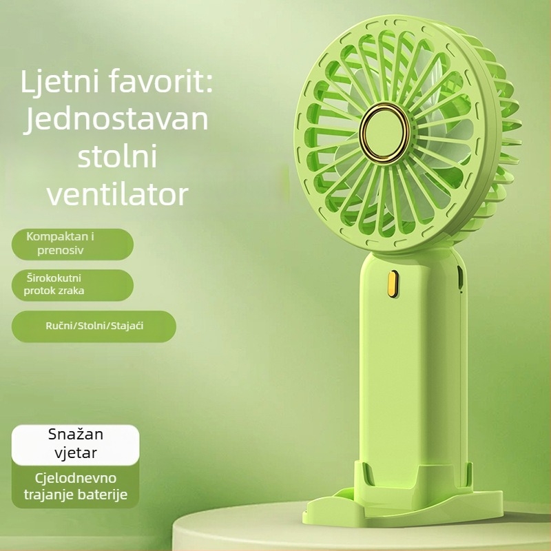 USB ručni ventilator, mini prijenosni za stolno korištenje i na otvorenom, s ugrađenom baterijom, prilagodljiv poklon