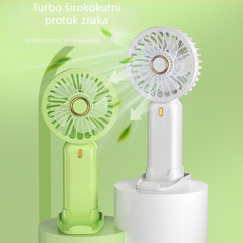 USB ručni ventilator, mini prijenosni za stolno korištenje i na otvorenom, s ugrađenom baterijom, prilagodljiv poklon