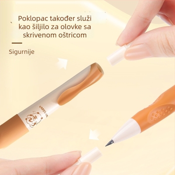 Mehanička olovka za učenike s karikaturalnim dizajnom za korekciju držanja tijela, automatsko pomicanje grafita, izdržljiva, u kutiji
