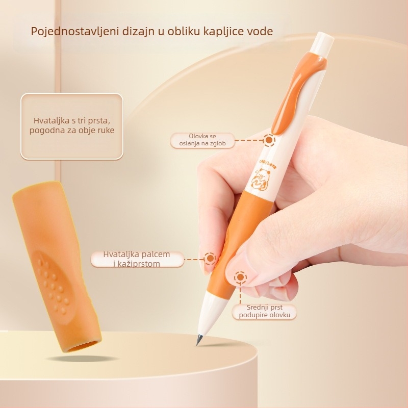 Mehanička olovka za učenike s karikaturalnim dizajnom za korekciju držanja tijela, automatsko pomicanje grafita, izdržljiva, u kutiji