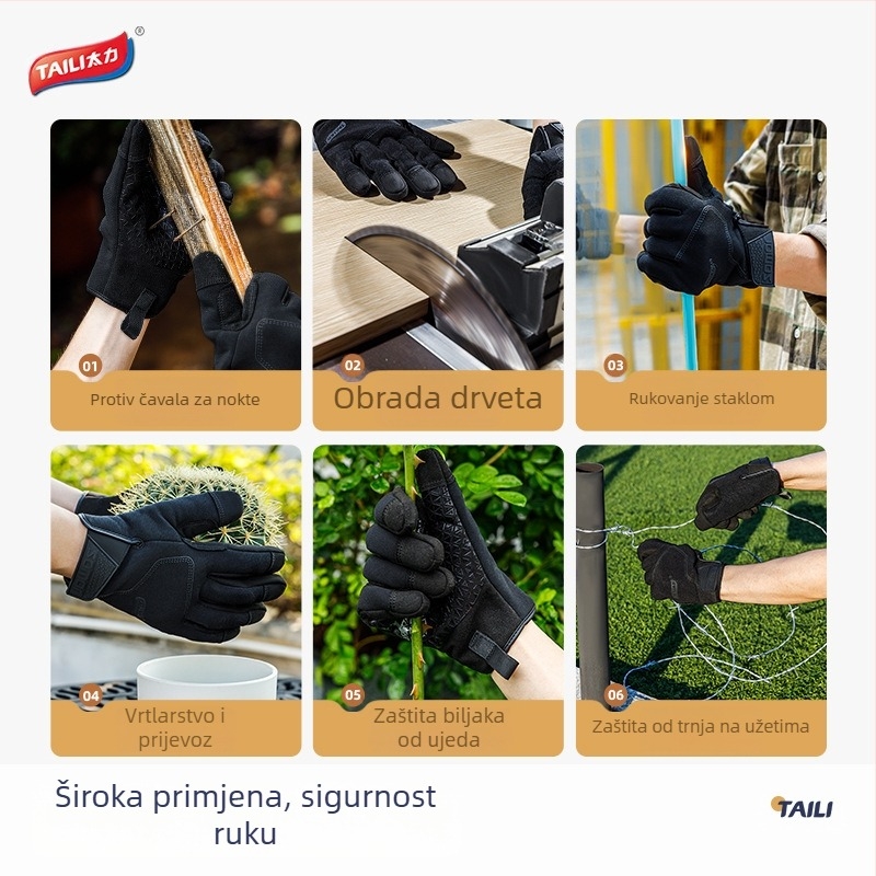 Zaštitne rukavice otporne na rezanje i probijanje, s najlonskom podstavom, protivklizne, kompatibilne s dodirnim zaslonom