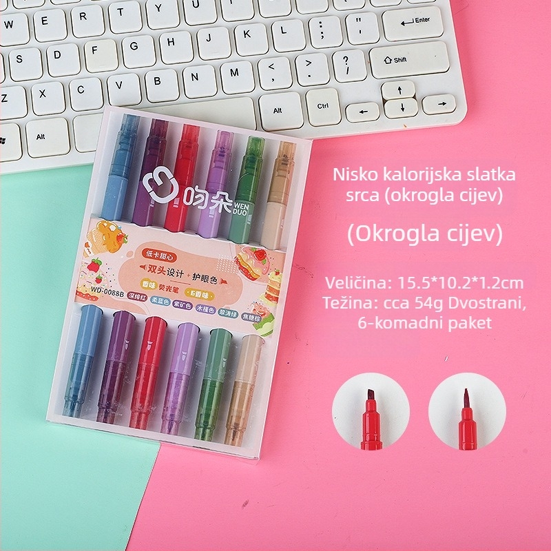 Set dvostrano označivač marker, 6 komada, s logotipom, spreman za poklon