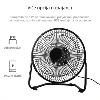 USB stolni ventilator s brushless motorom, dvije brzine, šum ispod 36 dB, bez ugrađene baterije