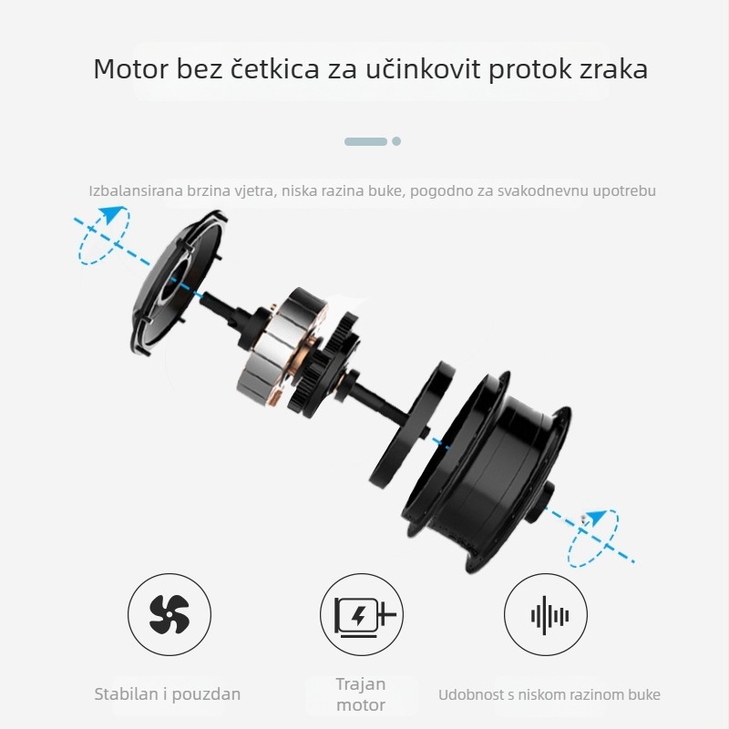 USB stolni ventilator s brushless motorom, dvije brzine, šum ispod 36 dB, bez ugrađene baterije