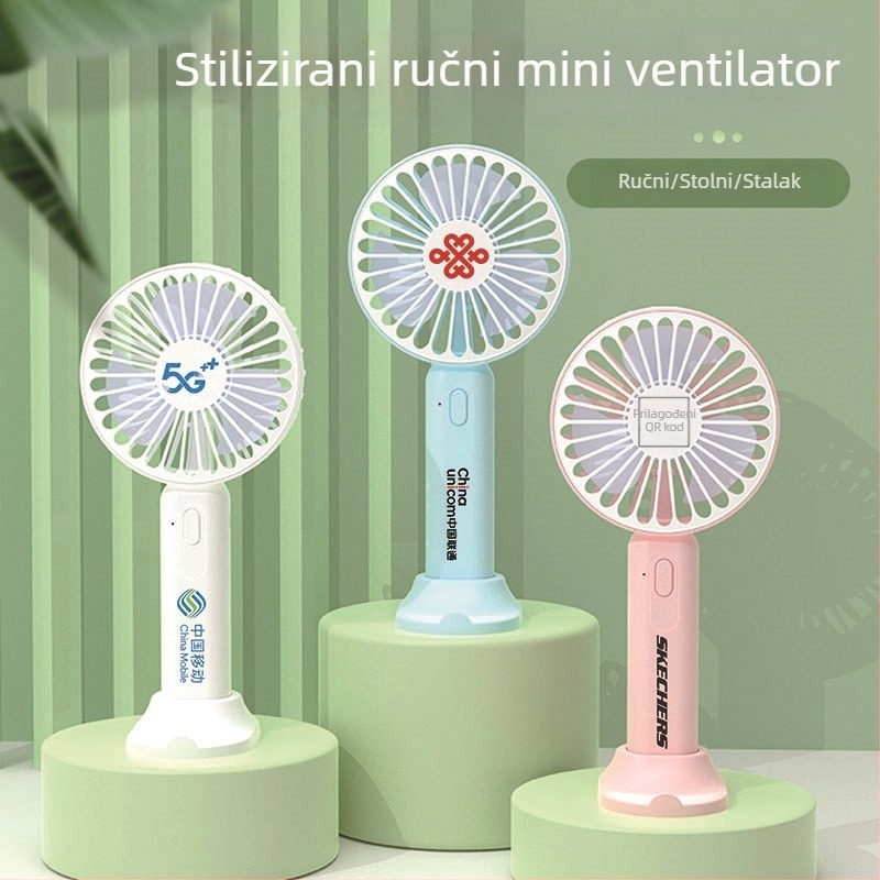 USB punjivi stolni i ručni ventilator, tih rad, snažan protok zraka, držač za telefon, idealan dar studentima