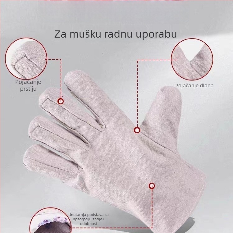 Dvostruko podstavljene platnene radne rukavice, 24 para, otporne na habanje, za zavarivanje, težina 88 g