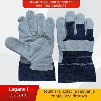 Zavarivačke rukavice od dvostruke kravlje kože, AB razina, cijela dlan protiv klizanja, izolacija za zavarivanje
