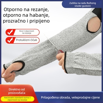 Rukavi otporni na rezove, zaštita od rezova razine 5 prema nacionalnom standardu, dizajn s Velcro kopčom na zglob, labavi i podesivi zaštitni rukavi za podlakticu