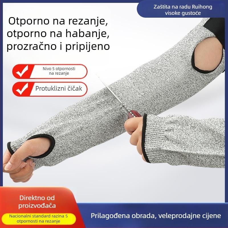 Rukavi otporni na rezove, zaštita od rezova razine 5 prema nacionalnom standardu, dizajn s Velcro kopčom na zglob, labavi i podesivi zaštitni rukavi za podlakticu
