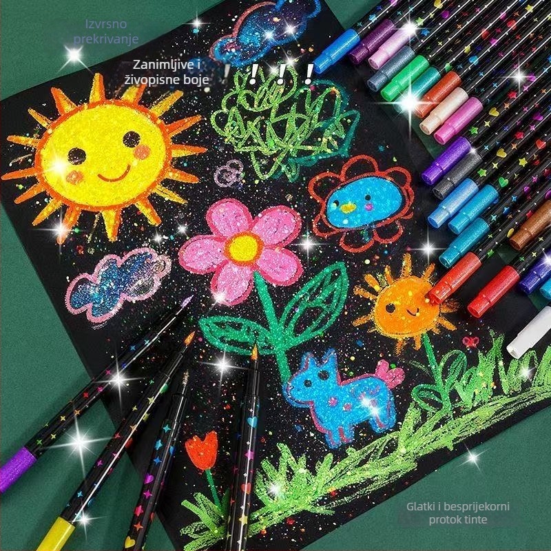 Marker s glitterom – model 1166, PP kućište, okrugli vrh, bez dvostrukog vrha