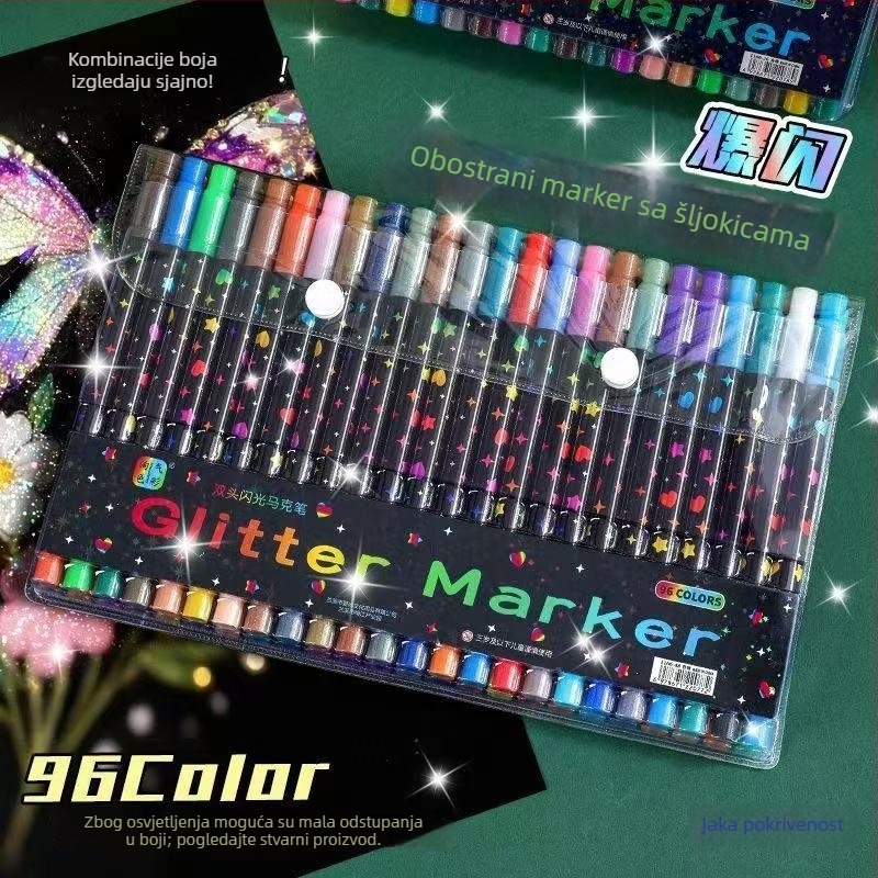 Marker s glitterom – model 1166, PP kućište, okrugli vrh, bez dvostrukog vrha