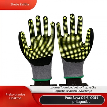 Nylon rukavice za posao, 15-gauge, s anti-slip točkicama, otporne na habanje i rezanje za gradilište (otprilike 52 g)