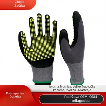 Nylon rukavice za posao, 15-gauge, s anti-slip točkicama, otporne na habanje i rezanje za gradilište (otprilike 52 g)