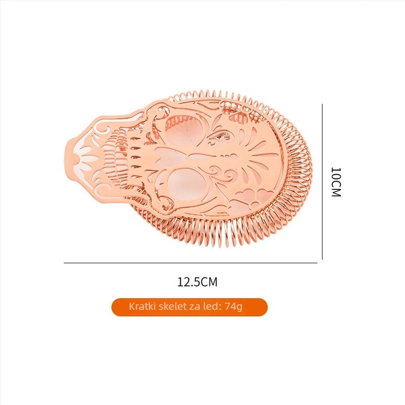Filter za led za koktele od nehrđajućeg čelika, kratka skeletna šuplja glava dizajn, 12,5×10 cm, 74 g