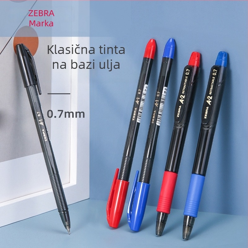 Zebra A200/A100 kuglična olovka, 0.7 mm, pritiskom aktivirana, za učenike