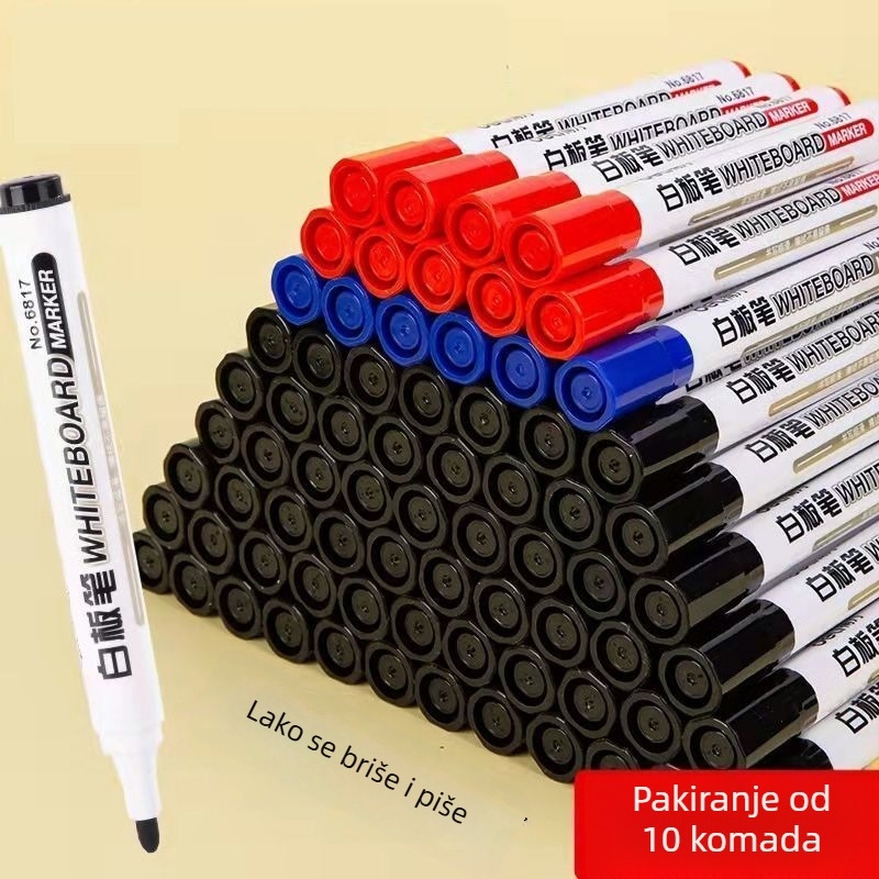 Tekući marker za bijelu ploču velikog kapaciteta, briše se bez tragova, vrh 1,8 mm, crne boje, za učitelje