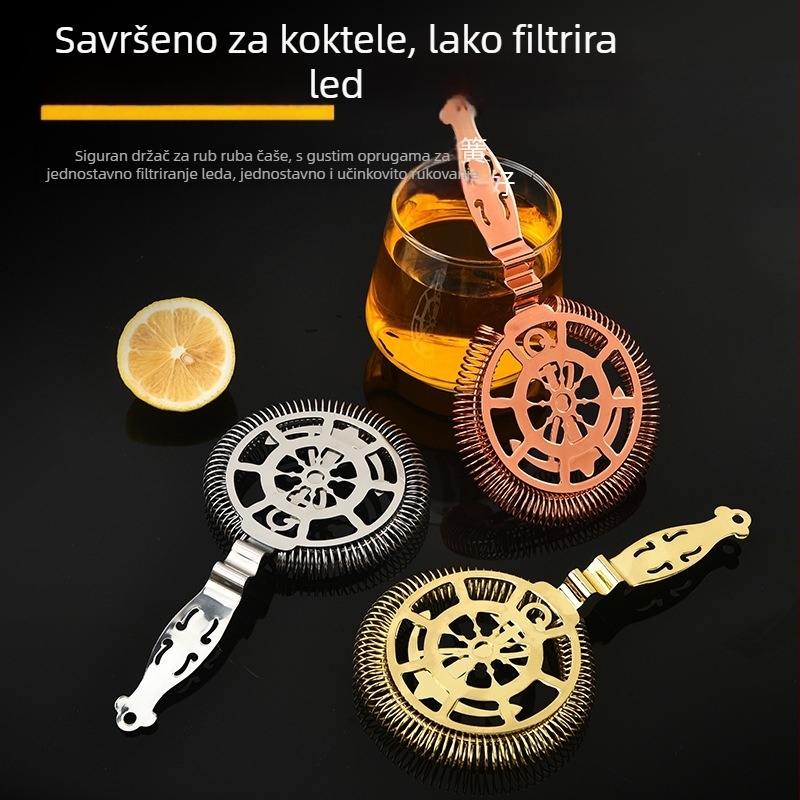 Koktel filter za led od 304 nehrđajućeg čelika, dimenzije 19,5×10, težina 89 g, moderan minimalistički stil