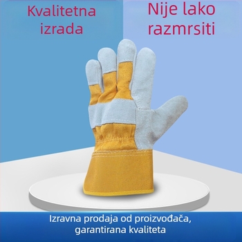 Rukavice za zavarivanje od vatrootporne tkanine i teleće kože; kratke prsti, platnene radne rukavice za preradu hardvera