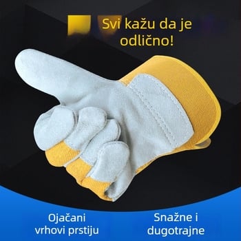 Rukavice za zavarivanje od vatrootporne tkanine i teleće kože; kratke prsti, platnene radne rukavice za preradu hardvera