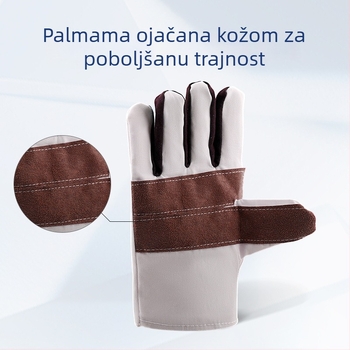 Radne rukavice od platna i kožne tkanine, otporne na habanje, za željezničke radove, zavarivanje i rezanje, pojačane, 10 pari
