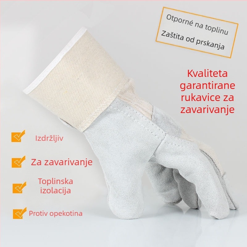 Kratke rukavice za zavarivanje od pune kože s toplinskom izolacijom