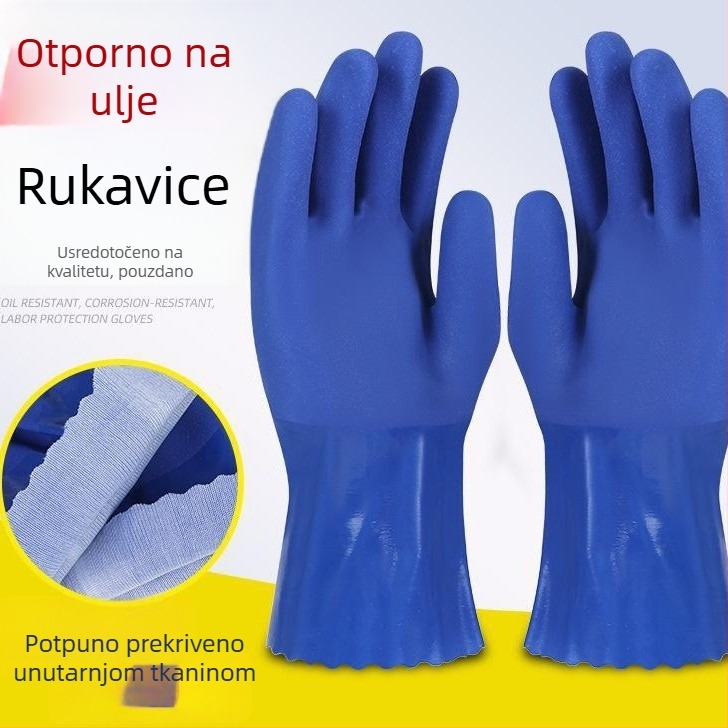 Gumene radne rukavice s protukliznom, otporne na habanje, vodootporne, otporne na ulje, otporne na kiseline i lužine