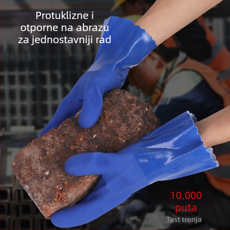 Gumene radne rukavice s protukliznom, otporne na habanje, vodootporne, otporne na ulje, otporne na kiseline i lužine