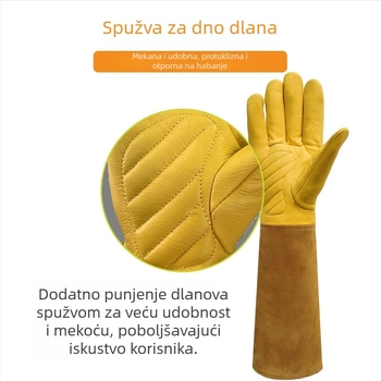 AUCHI rukavice za zavarivanje od teleće kože s platnenim rukavima – otporne na rezanje i proboje, za vrtlarenje, pčelarstvo i zavarivanje