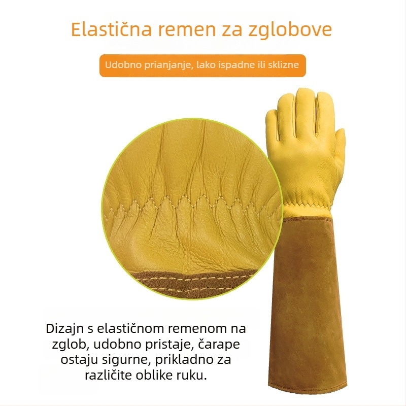 AUCHI rukavice za zavarivanje od teleće kože s platnenim rukavima – otporne na rezanje i proboje, za vrtlarenje, pčelarstvo i zavarivanje
