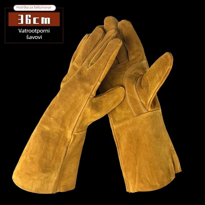 Rukavice za zavarivanje Bamboo Root Birch, teleća koža, jednostruke, mekane, toplinska izolacija