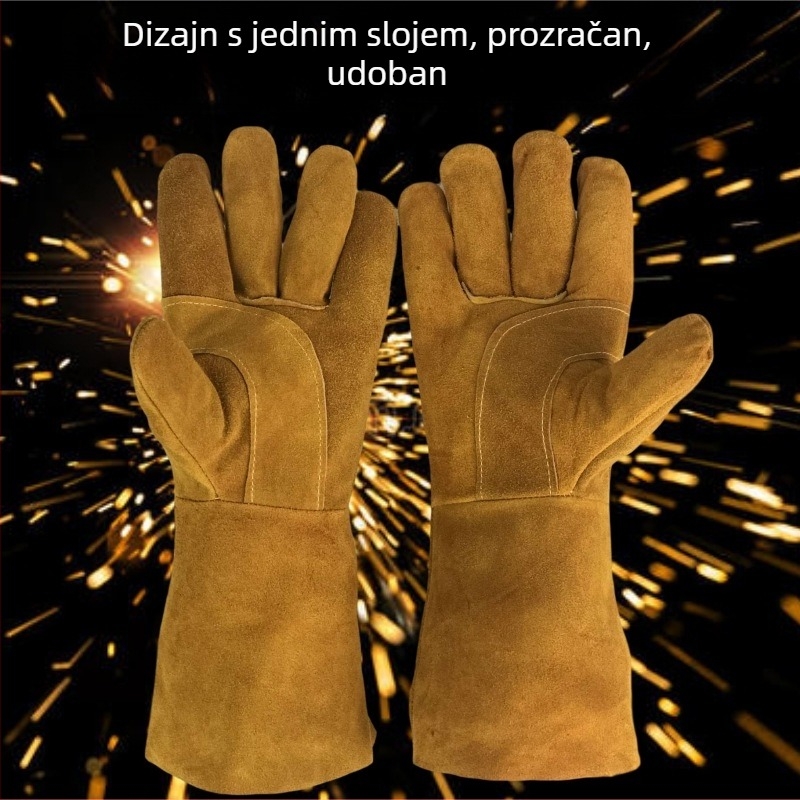 Rukavice za zavarivanje Bamboo Root Birch, teleća koža, jednostruke, mekane, toplinska izolacija