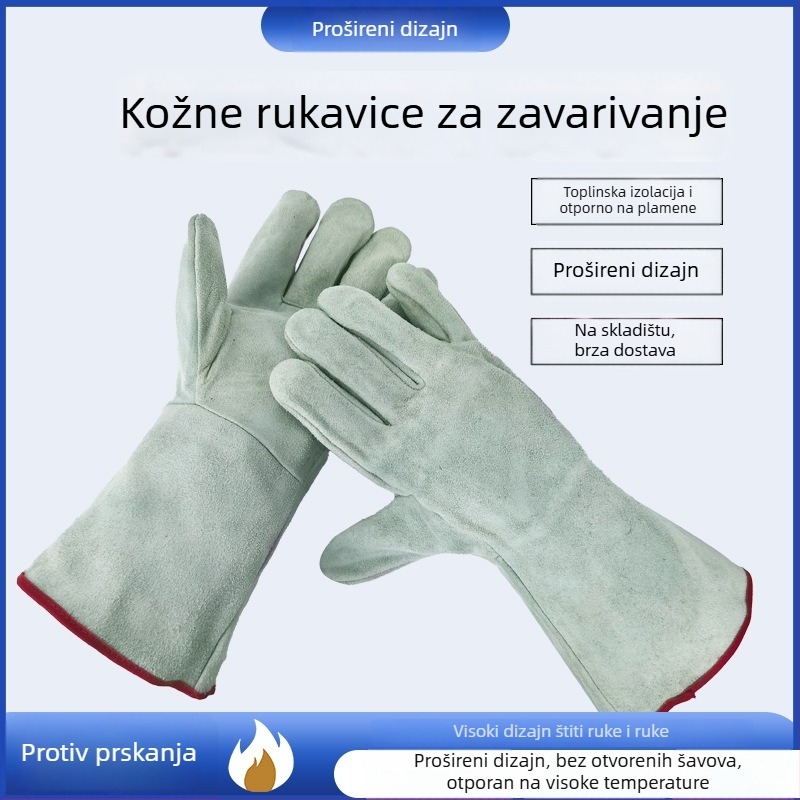 Rukavice za zavarivanje od dvostruke kravlje kože, zaštita pri zavarivanju, prilagodljive/otiske