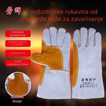 Zavarivački rukavice od teleće kože s dvostrukim slojem kože i plišanim podstavom – izdržljive, za zavarivanje