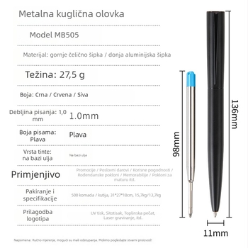 De Hongyun Metalno kuglično pero s rotirajućim mehanizmom, kuglični vrh, težina 27,5 g, jednostavno pakiranje