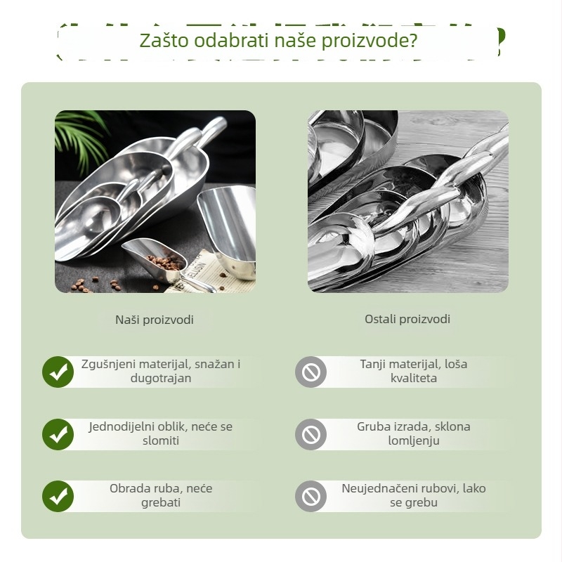 Žlica za led od aluminijske legure s drškom od nehrđajućeg čelika, za led mašine, hranu i bar koktele