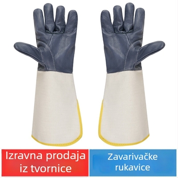 Zavarivačke rukavice od platna i kože s produženim manžetama, namijenjene za zavarivanje i brušenje