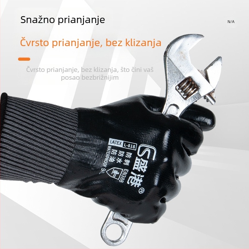 Rukavice za zaštitu ruku s cijelim nitrilnim premazom, otporne na habanje, vodootporne, otporne na ulje, otporne na probijanje, za građevinske poslove i popravak strojeva