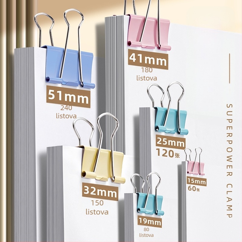 Metalni klip za dokumente – višenamjenski uredski klip za dokumente i fascikle (Brand: Xudele; Material: Metal; Product Type: Binder clip)