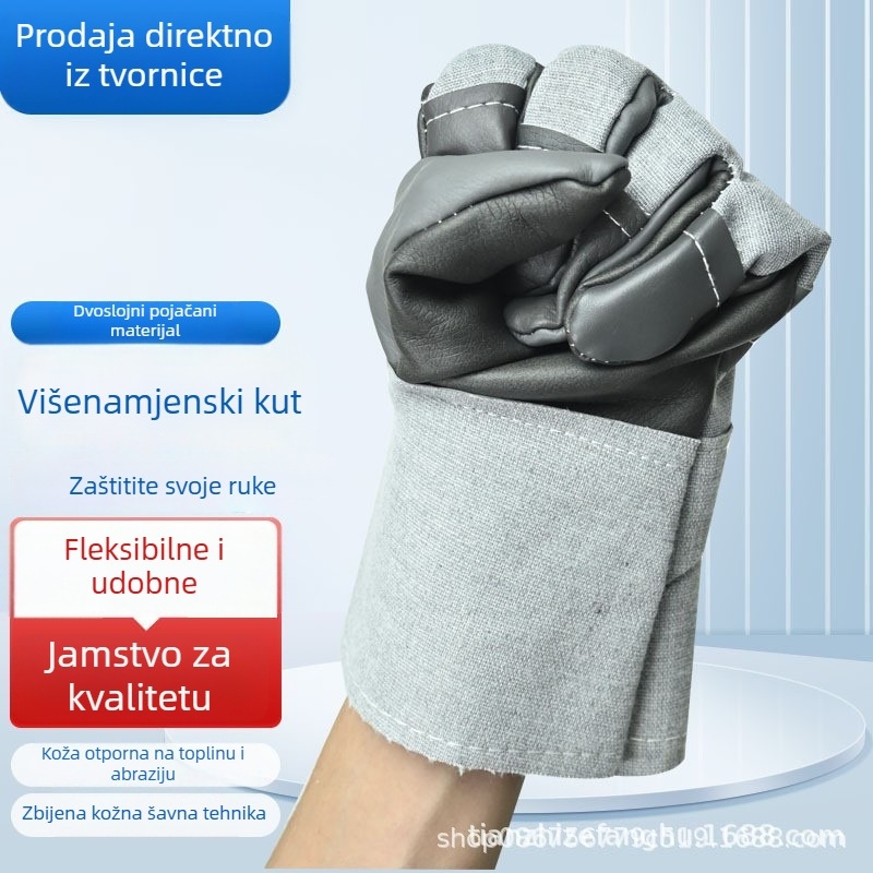 Rukavice za zavarivanje od umjetne kože – otporne na habanje, ojačane za zavarivanje; Marka Tianzhi Ze; Materijal: umjetna koža; Područje primjene: zavarivanje.