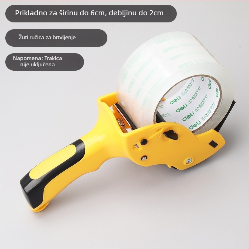 Deli ručni stroj za zatvaranje kutija trakom, ABS/metal, model 80080180280382382453250, širina trake do 60 mm