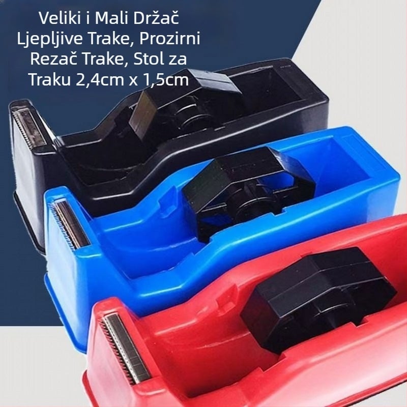 Prozirni dispenzer za ljepljivu traku i držač, PP, za ured, promjer osovine 1.2–1.8 cm, širina trake do 28 mm