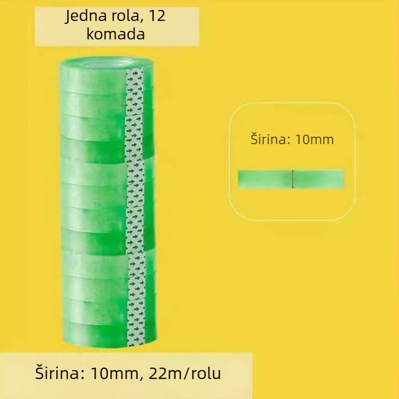 Prozirni dispenzer za ljepljivu traku i držač, PP, za ured, promjer osovine 1.2–1.8 cm, širina trake do 28 mm